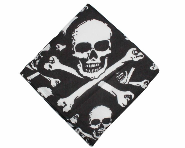 black skull and bones pirate neckerchief